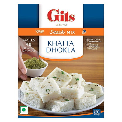 Gits Instant Mix Box - 600gm (Pack of 3 x 200gm) | Ready to Cook Indian Breakfast/Lunch/Dinner/Snack Meal | No Artificial Colors, Flavors, Preservatives, 100% Vegetarian, Easy Recipe (Khatta Dhokla)