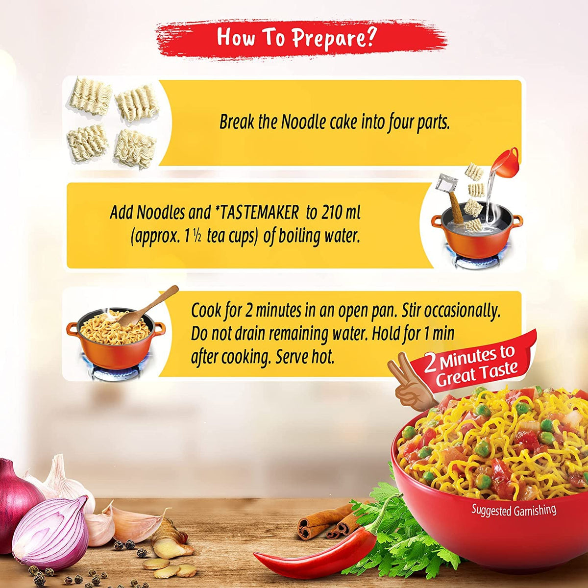 Maggi 2-Minute Noodles Masala 56g | Maggi Noodles Masala Flavor Case of 20 Packet (Images May Vary)