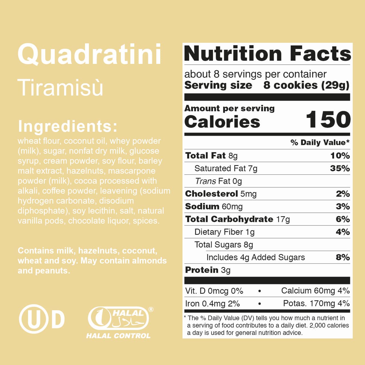 Loacker Quadratini Tiramisu' Wafer, 220g/7.76oz