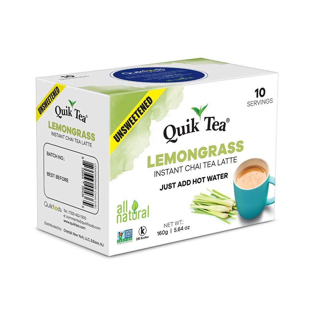 QuikTea 4 Flavors Unsweetened Variety Pack, Cardamom/Masala/Ginger/Lemongrass, 40 Oz