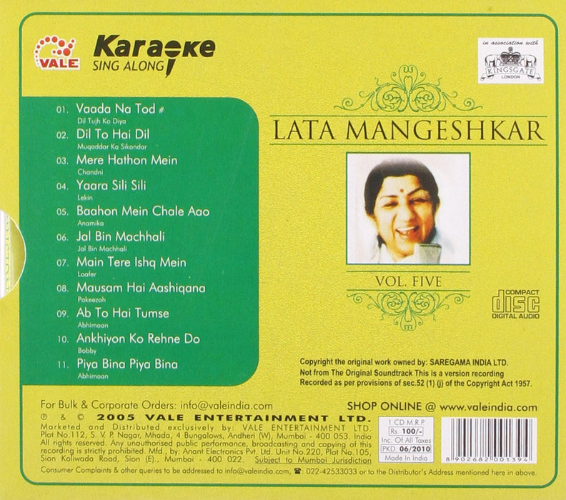 Lata Mangeshkar - Vol. 5 [Audio CD] LATA MANGESHKAR