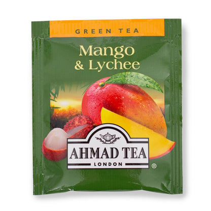 Ahmad Tea Green Tea, Mango & Lychee Teabags, 20 ct (Pack of 1) - Caffeinated & Sugar-Free