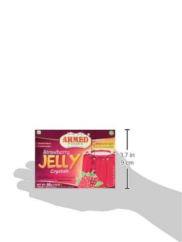 Ahmed Halal Jello Vegetarian Crystal Jelly, Strawberry, 85 Gram (Pack of 12) (Packaging may vary)