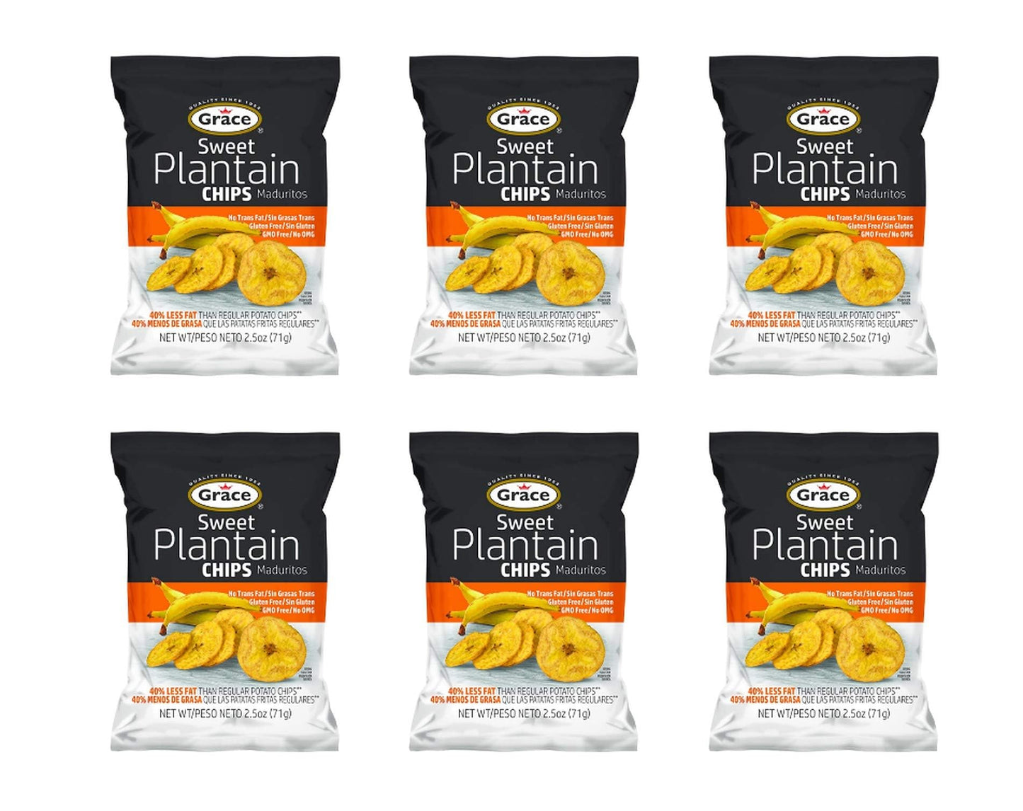Grace Sweet Plantain Chips (6 Pack, Total of 15oz)