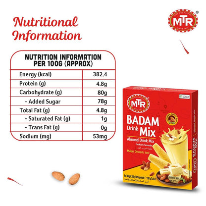 MTR- Badam drink mix with real almond bits and real saffron 200 gms - Fruit Juice