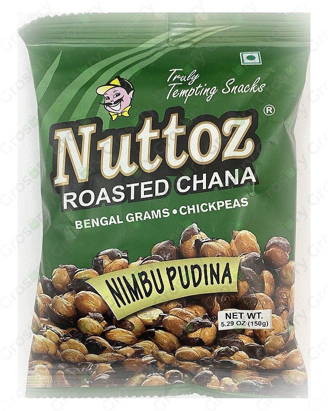 Nuttoz Roasted Chana, 150g Pack of 2, Hing Jeera, Nimbu Pudina, Black Pepper, Masala Flavors (Nimbu Pudina Roasted Chana)