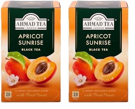 Ahmad Tea Apricot Sunrise, Tea Bags, 20-Count Boxes (Pack of 2)