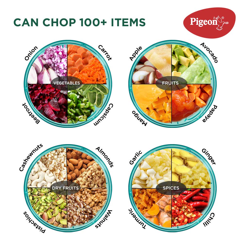 Pigeon Vegetable Chopper | Handy and Compact Manual Food Chopper with Stainless Steel Blades | 0.9 Liters |Large Hand Powered| Onion Chopper | Vegetable Cutter | Veggie chopper | Pull Chopper