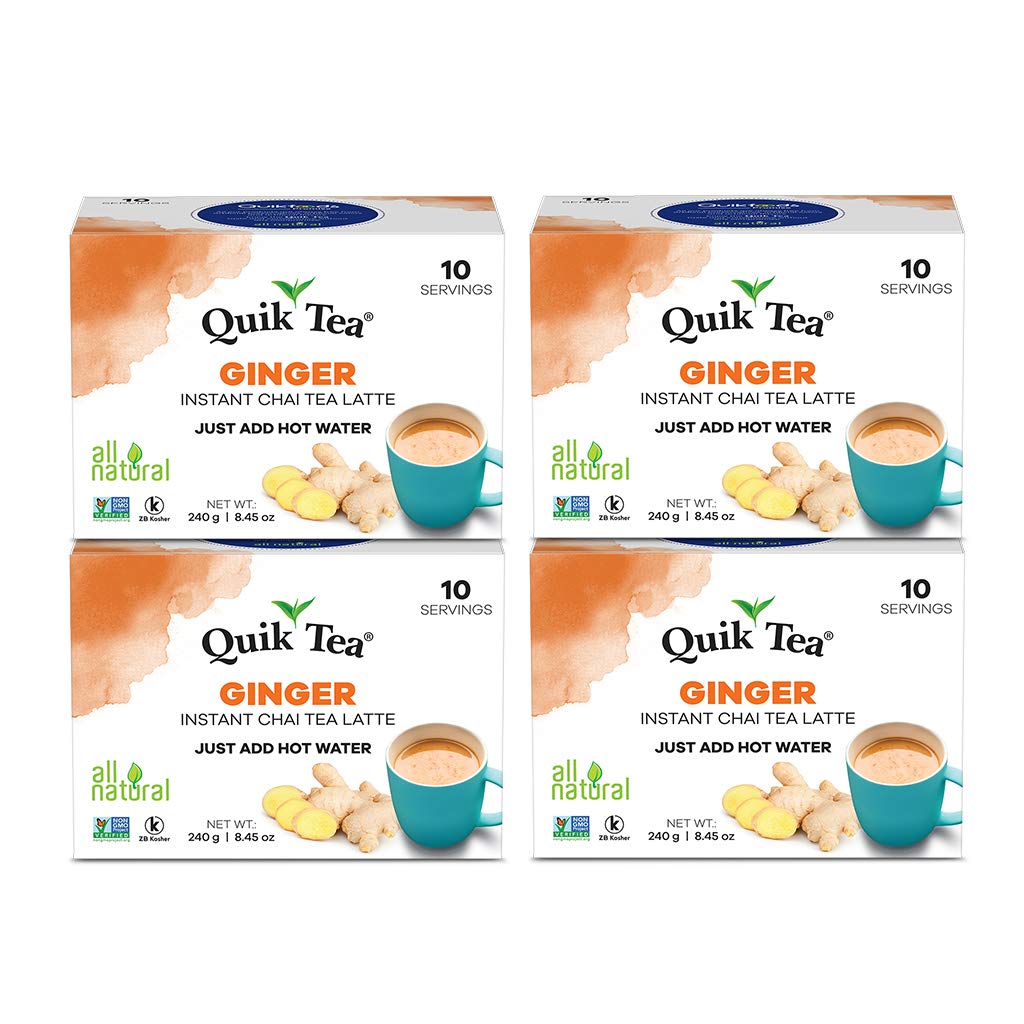 QuikTea Tea Latte, Ginger Chai, 8.5 Ounce (Pack of 4) - Indian Tea