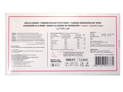 Hacizade Turkish Delight Candy with Rose Flavor, 16 Ounce