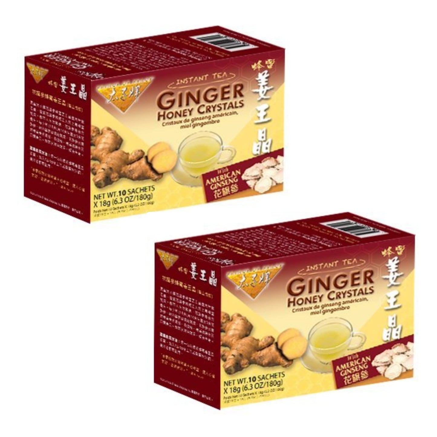 Prince of Peace Instant Ginger Honey Crystals, 2 Packs of 30 Sachets Instant Hot or Cold Beverage Easy to Brew Ginger and Honey Crystals