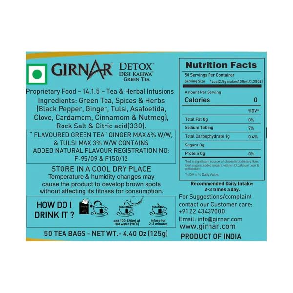 Girnar Detox Green Tea - Desi Kahwa (36 Tea Bags)