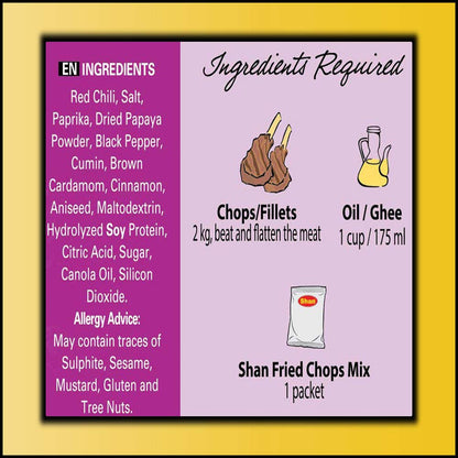Shan - Fried Chops/Steak Seasoning Mix (50g) - Spice Packets for Spicy Fried Meat (Pack of 2)