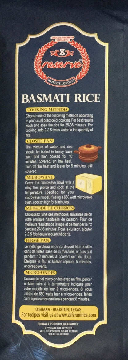 Zafarani Reserve Basmati Rice with Rich Aroma 10 lbs - Basmati Rice