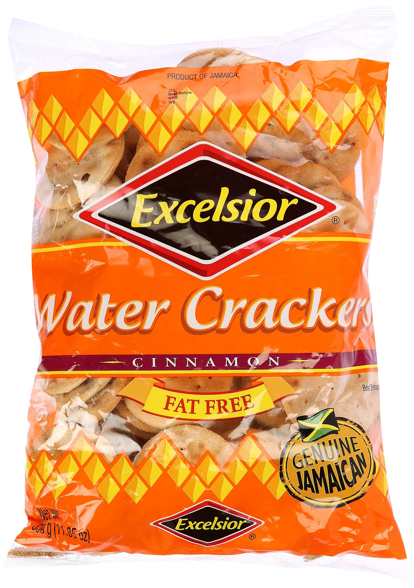 Excelsior Jamaica's Favorite Water Crackers, Cinnamon, Fat Free ,11.85 oz, Packaging may vary