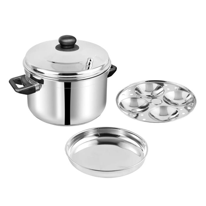 Vinod St. Steel Multi Pot large with Idli & Dhokla plates 4 plates each