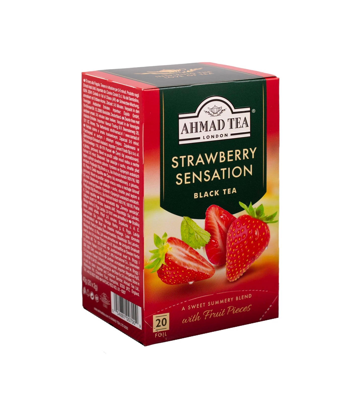Ahmad Tea Strawberry Sensation Black Tea, 20-Count Boxes (Pack of 6)