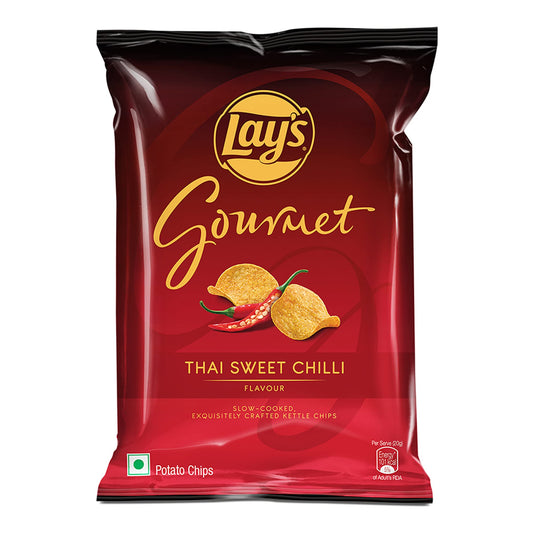 Lays Gourmet Kettle Chips, Premium Slow-Cooked Potato Chips, Chips - 2 Pack (Thai Sweet Chilli, 1.94oz)