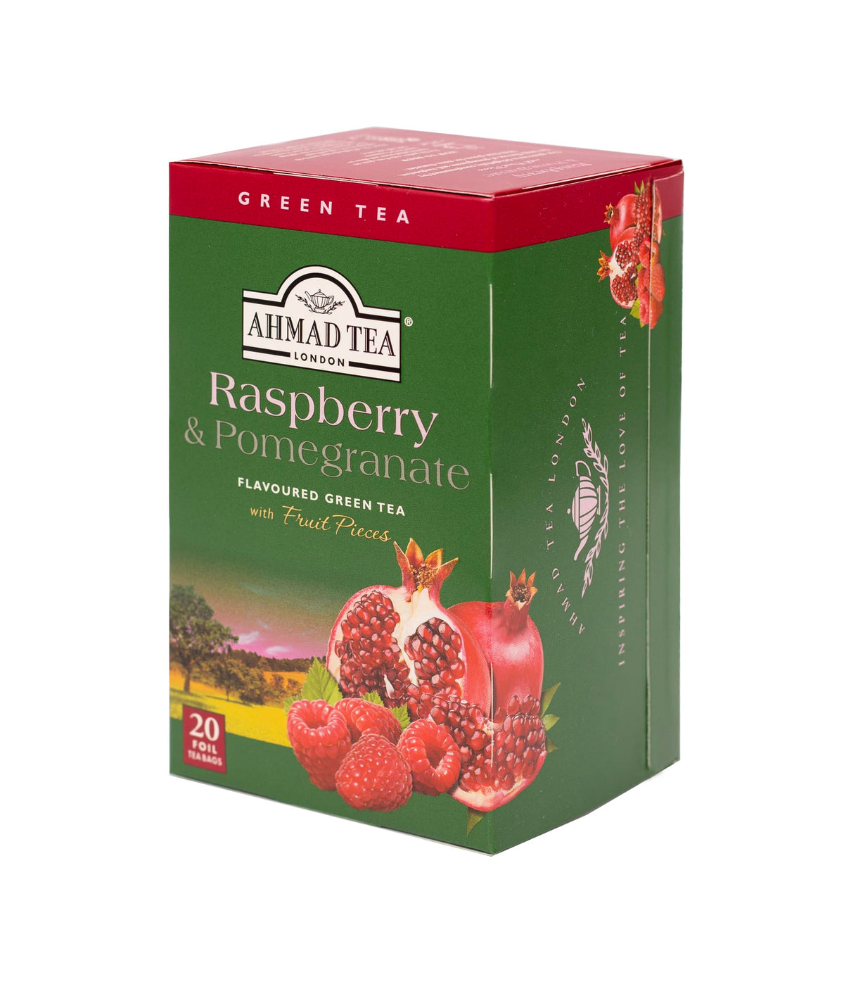 Ahmad Raspberry & Pomegranate Flavoured Green Tea with Fruit Pieces 20 Bags