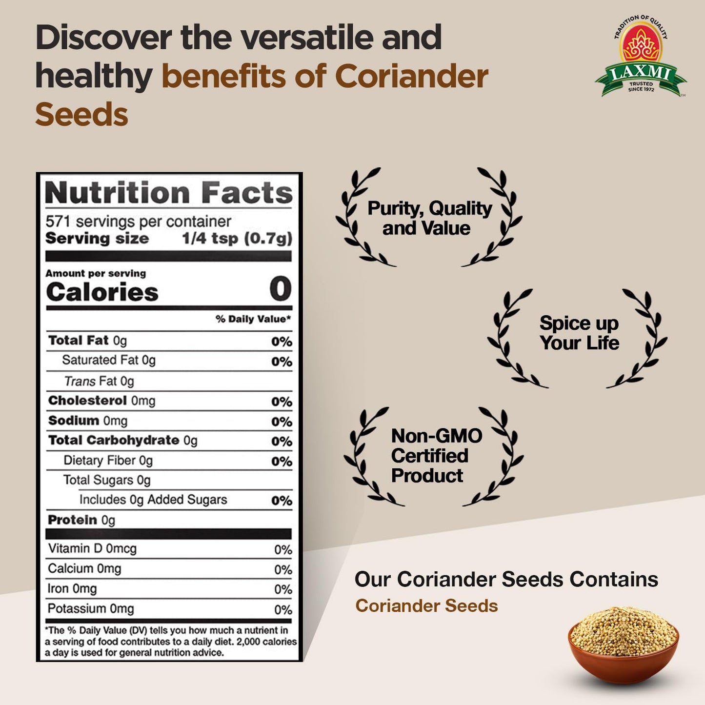 Laxmi Coriander Seeds 400 gms - Food / Masala / Dal