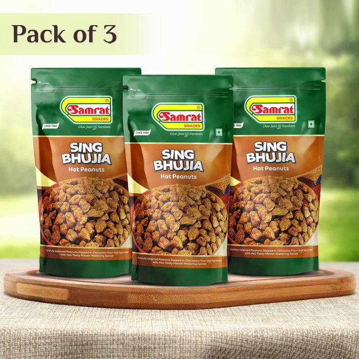 Samrat Namkeen and Snacks (SING BHUJIA 400 Grams Pack of 3)