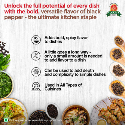 Laxmi Whole Black Pepper 7 Oz - Food / Masala / Dal