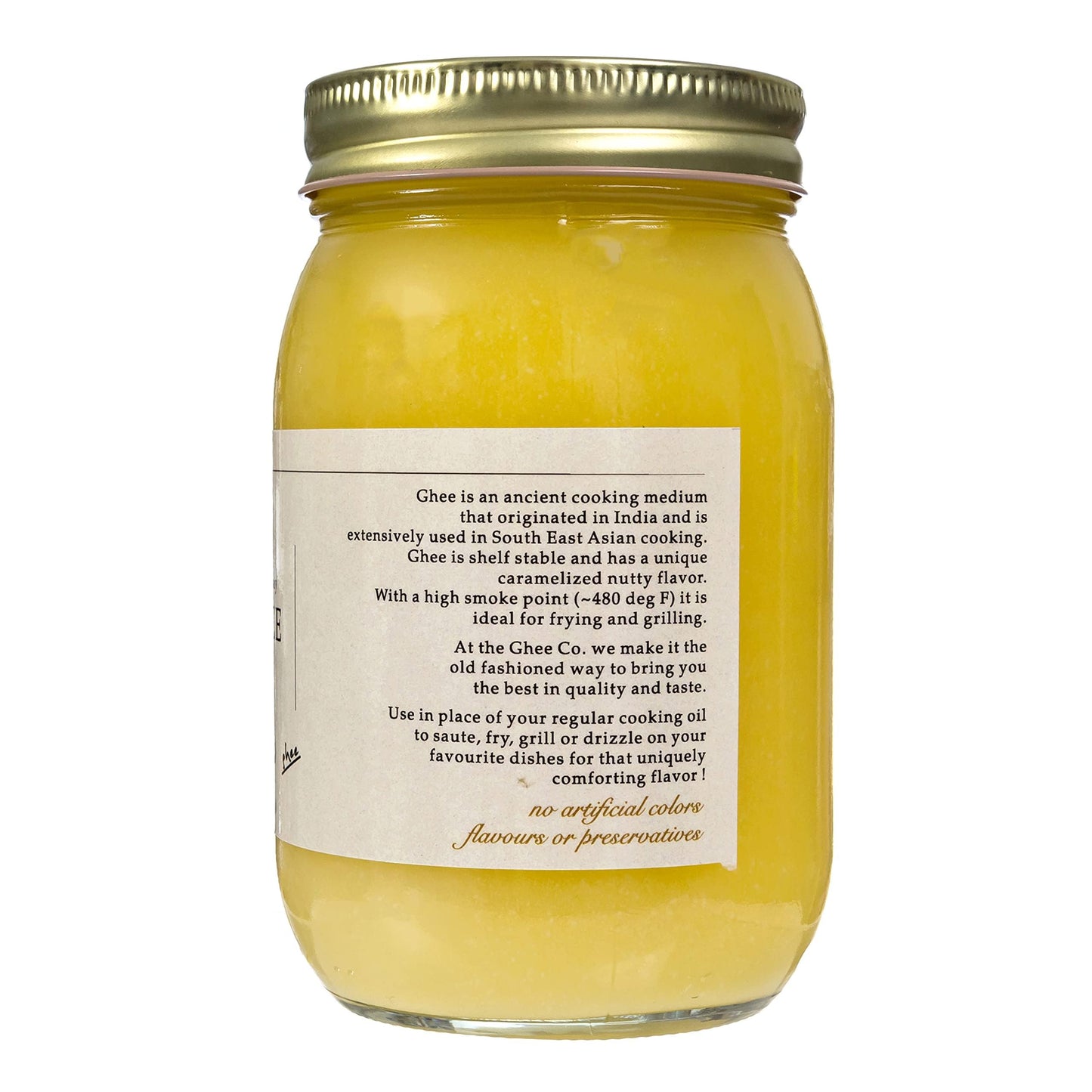 The Ghee Co., Grass Fed Ghee , 16 Fl oz , Made with Grade AA butter, Lactose and Casein free, Paleo and Keto friendly, glass jar