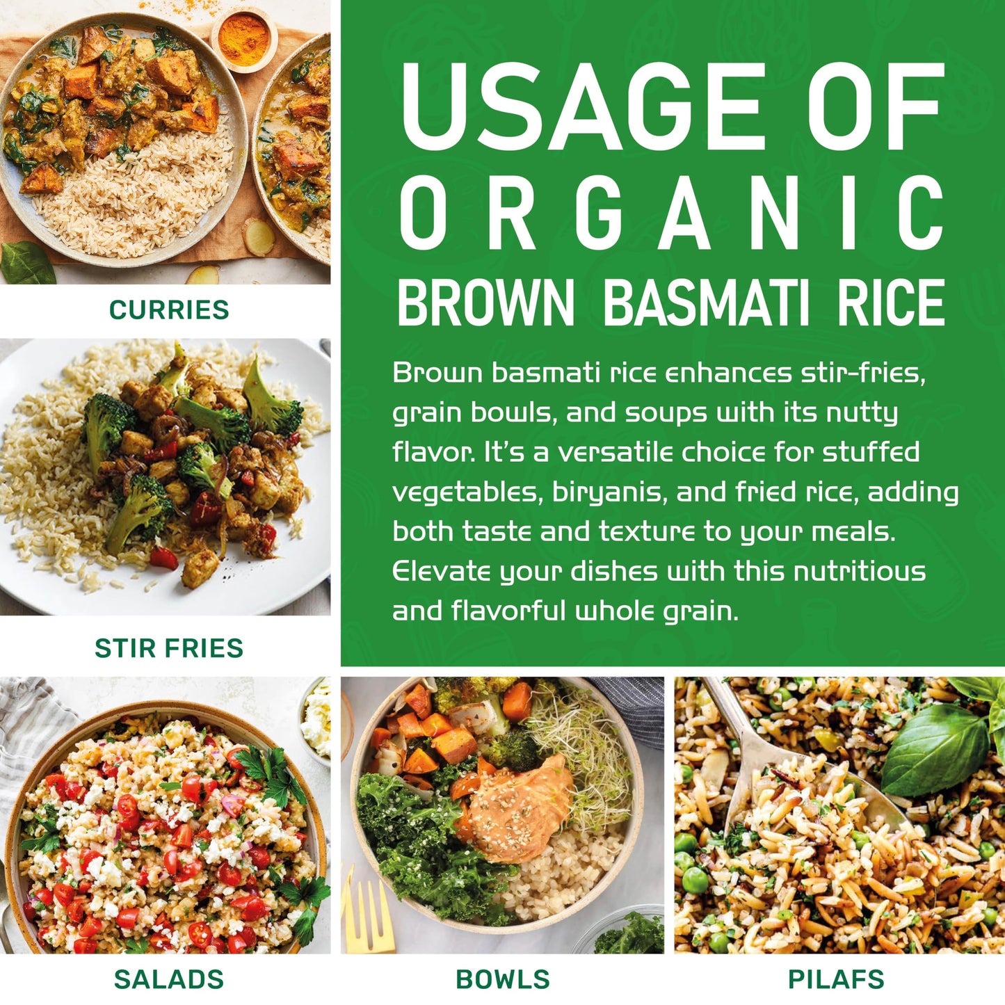 Jiva Organic Brown Basmati Rice 4 Pound Bag - Premium Quality from India