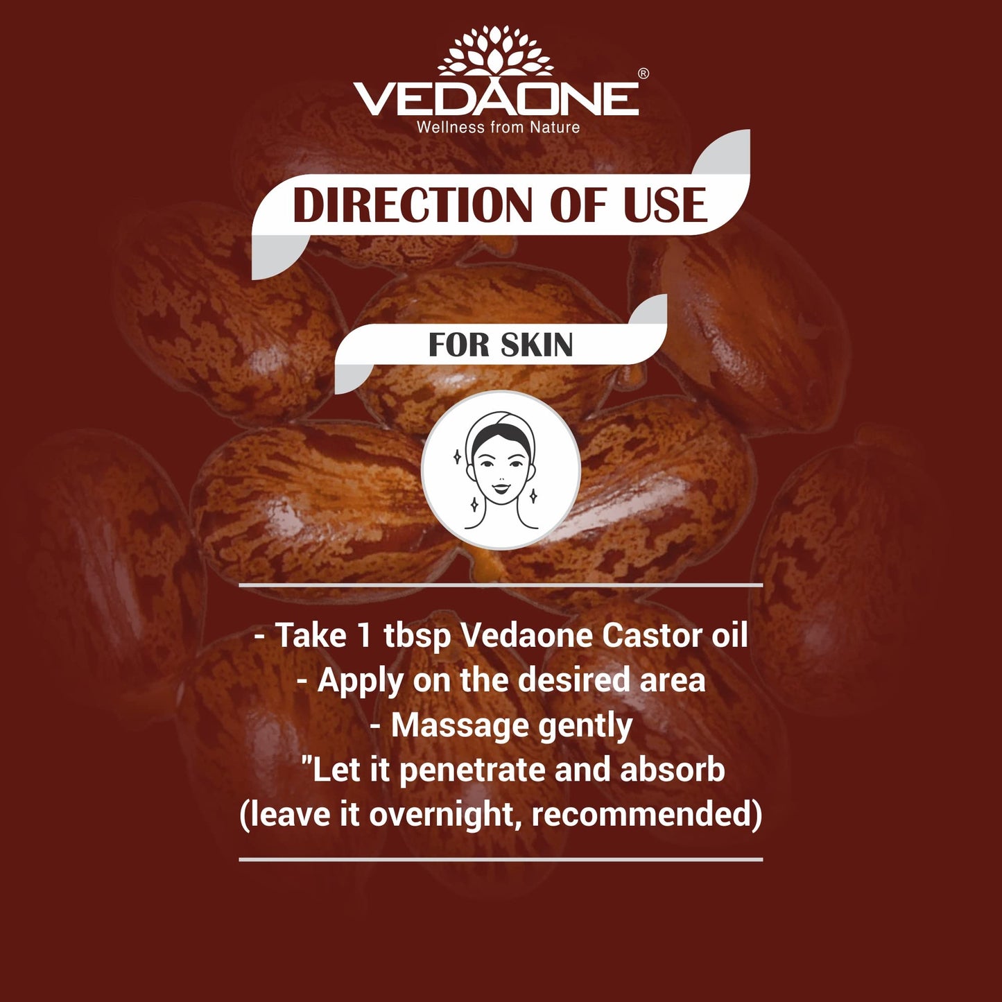 Vedaone 100% Pure Cold Pressed Castor Oil - 100ml for Hair and Skin