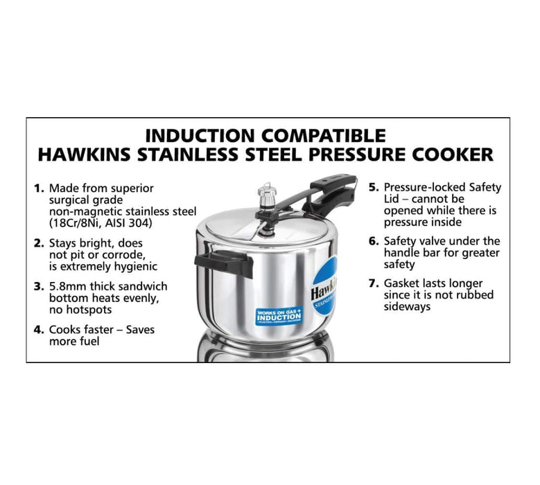 Hawkins Stainless Steel Pressure Cooker 5L