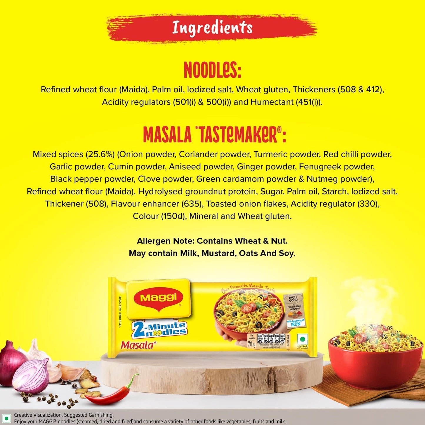 Maggi 2 Minutes Noodles Masala, 70 grams pack (2.46 oz)- 1 pack - Made in India