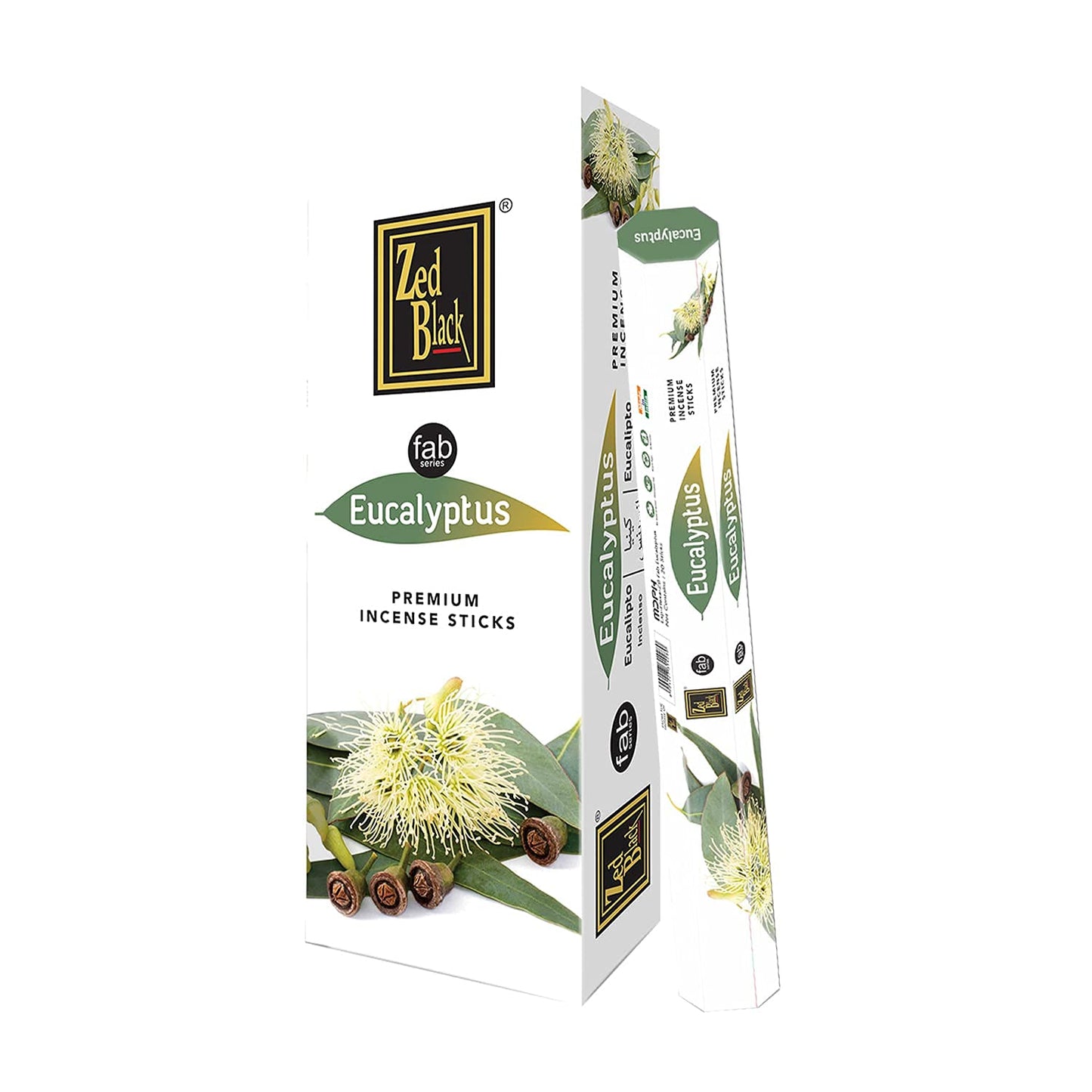 ZED BLACK Premium Eucalyptus Natural Incense Sticks - 20 Sticks Per Box & 6 Boxes Inside (Total 120 Sticks) - Use It at Home or Workplace Alluring Aroma Sticks