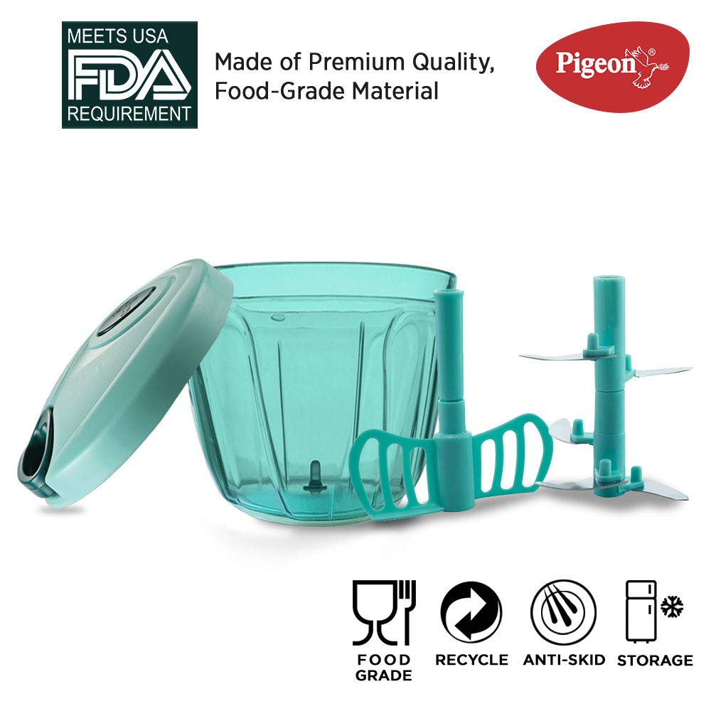 Pigeon Vegetable Chopper | Handy and Compact Manual Food Chopper with Stainless Steel Blades | 0.9 Liters |Large Hand Powered| Onion Chopper | Vegetable Cutter | Veggie chopper | Pull Chopper