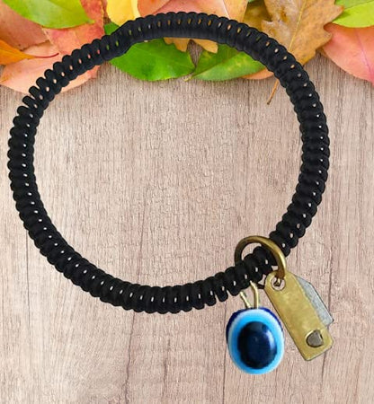 Nazar Battu Evil Eye Knife Bracelet Free Size for Men and Women | Stylish and Trendy Evil Eye Bracelet Nazar Battu Black Beaded Bracelets Unisex