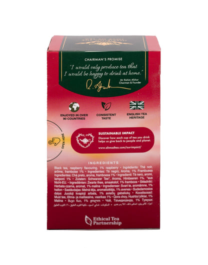 Ahmad Tea Black Tea, Raspberry Indulgence, 20 ct (Pack of 1) - Caffeinated & Sugar-Free