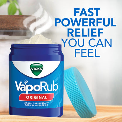 Vicks VapoRub, Chest Rub Ointment, Relief from Cough, Cold, Aches, & Pains with Original Medicated Vicks Vapors, Topical Cough Suppressant, 1.76 Ounce (Pack of 3)