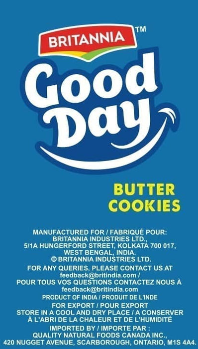 BRITANNIA Good Day Butter Cookies Family Pack 21.2oz (600g) - Breakfast & Tea Time Snacks - Delicious Grocery Cookies - Halal and Suitable for Vegetarians (Pack of 2)