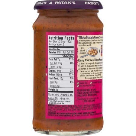 PACK OF 12 - Patak's Tastes Of India Simmer Sauce, Tikka Masala Curry, 15-Ounce