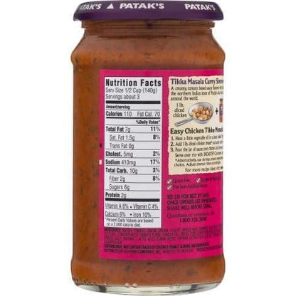 PACK OF 12 - Patak's Tastes Of India Simmer Sauce, Tikka Masala Curry, 15-Ounce