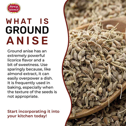 Spicy World Ground Anise Powder 7 Ounce - Anise Seeds Ground, Pure & Natural, Great for baking, cooking, and even tea