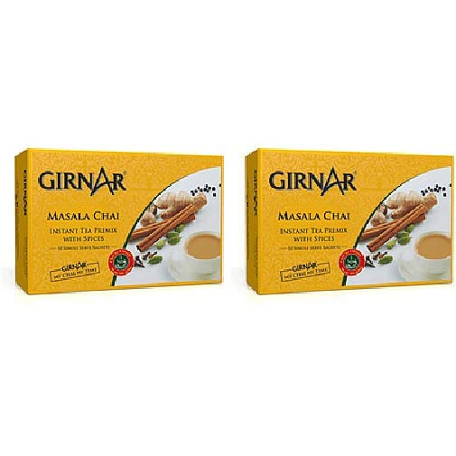 Pack Of 2 - Girnar Instant Masala Chai Milk Tea Sweetened - 220 Gm (7.7Oz) - Indian Tea & Coffee