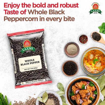 Laxmi Whole Black Pepper 7 Oz - Food / Masala / Dal