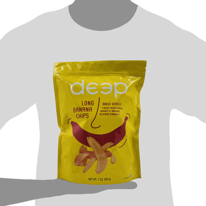 Deep Red Chili Long Banana Chips - Ready to Eat Snacks - 100% Natural - 7 oz