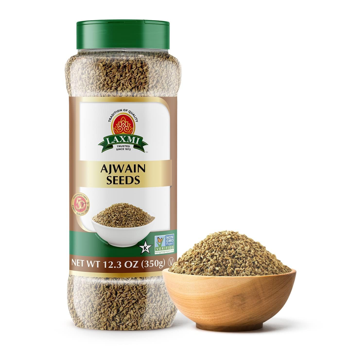 Laxmi Brand House of Spices, Ajwain Seeds, Bulk Spices, Non GMO, All Natural, Vegan, Product of India (12oz, Ajwain Seeds)