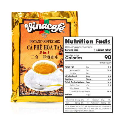 Vinacafe Instant Coffee Mix 3 in 1 (Pack of 20 | 20 Sachets Per Bag)