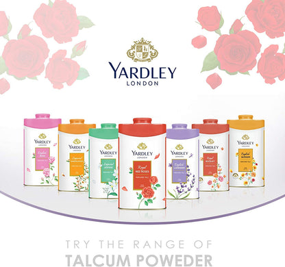 Yardley London Floral Talcum Powder, long lasting fragrance, sweat free, all day pleasant smell, 250gm x2 (English Rose, Imperial Sandalwood)