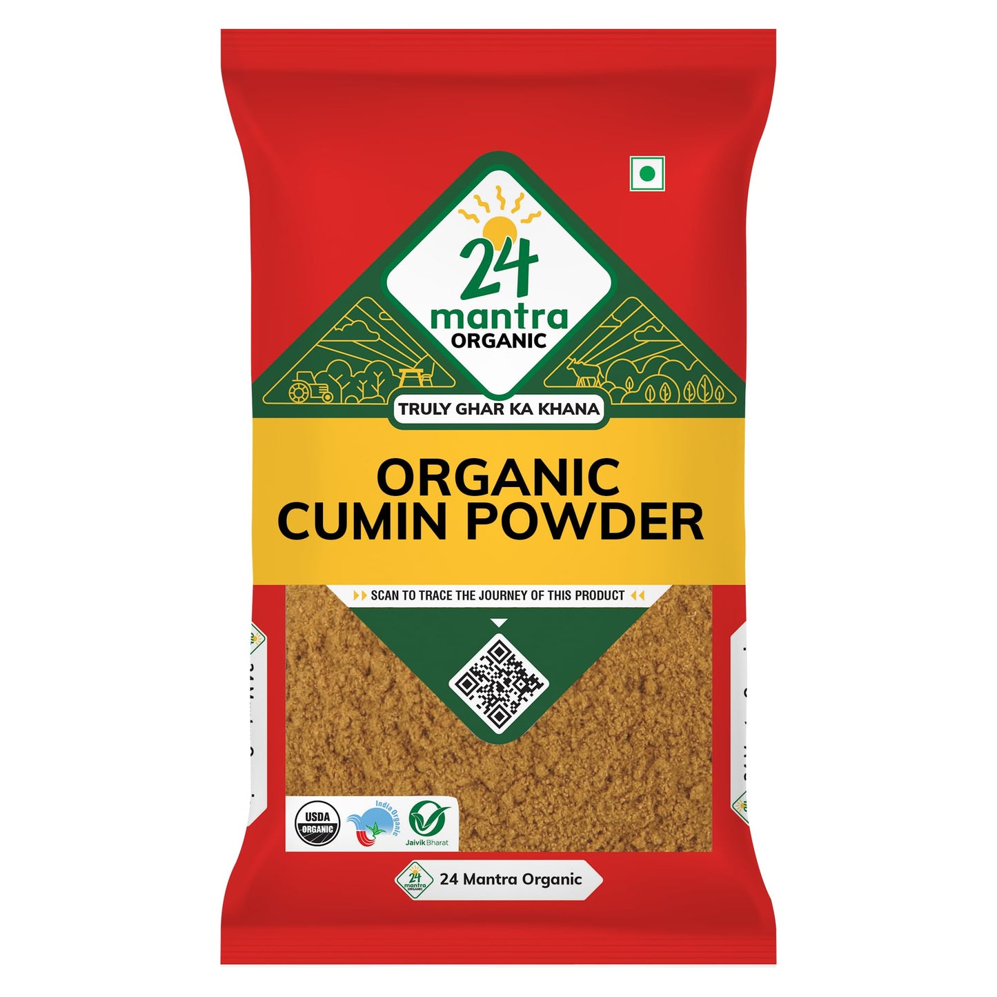 24 Mantra Organic Cumin Powder/Zeera Powder/Jeelakarra - 100% Organic | Chemical Free & Pesticides Free | Unadulterated | Rich & Strong Flavour 7 Oz