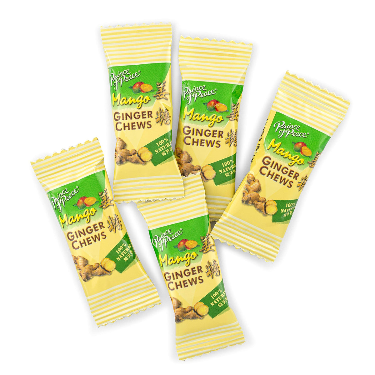 Prince of Peace Ginger Chews With Mango, 4 oz. Candied Ginger Mango Candy Mango Ginger Chews Natural Candy Ginger Candy