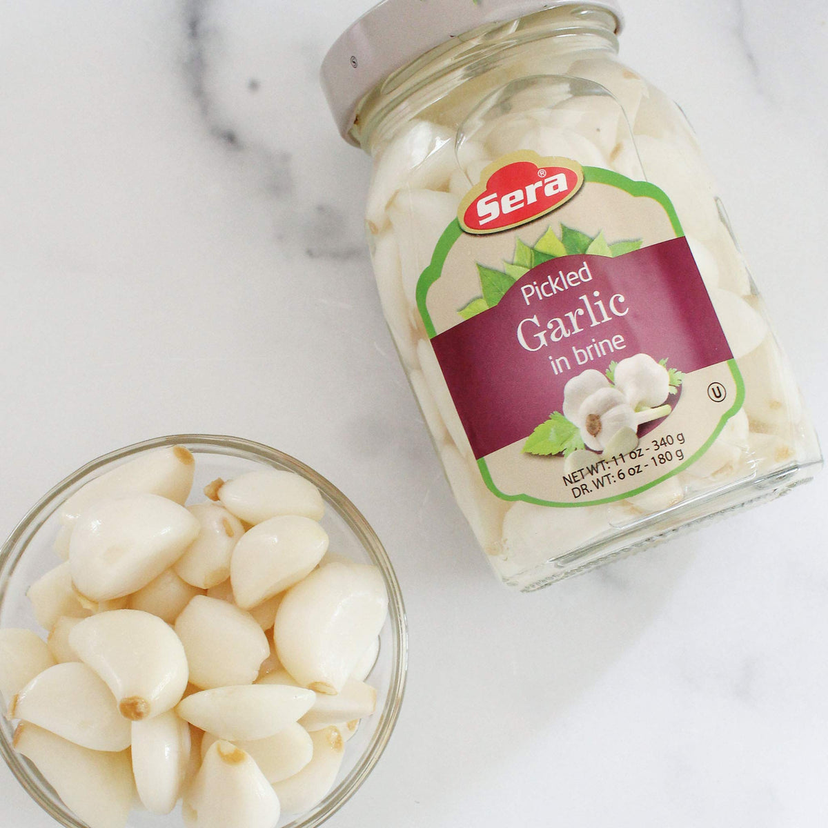 Sera Pickled Garlic in Brine Great for Salads! Glass Jar 11oz