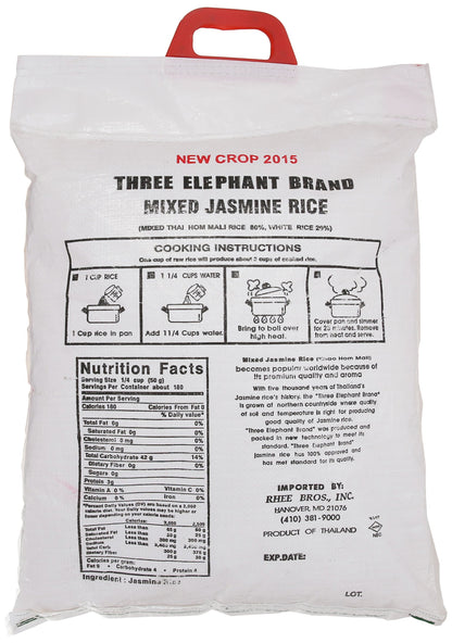 Three Elephants Thai Jasmine Rice, 20 Pound